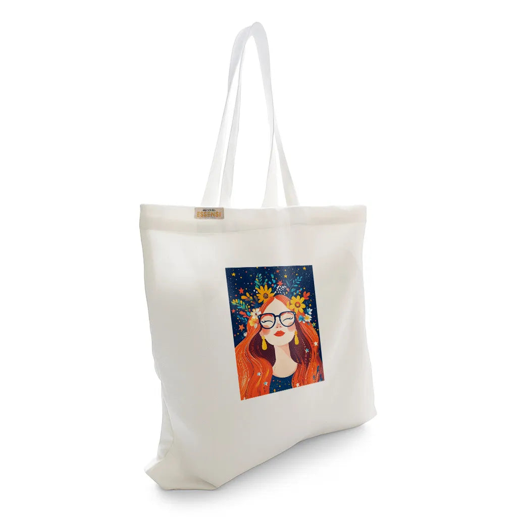 Canvas Tote Bag for Men & Women | 220 GSM Cotton, Premium Zipper, Coin Pouch (Girl)