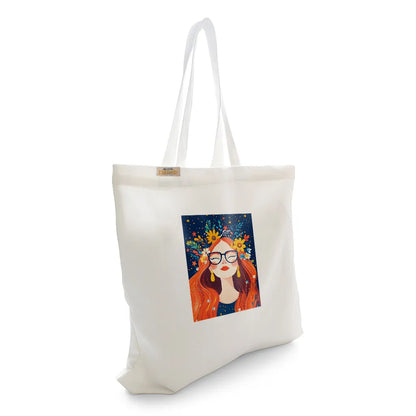 Canvas Tote Bag for Men & Women | 220 GSM Cotton, Premium Zipper, Coin Pouch (Girl)