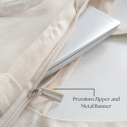 Canvas Tote Bag for Men & Women | 220 GSM Cotton, Premium Zipper, Coin Pouch (Bear)