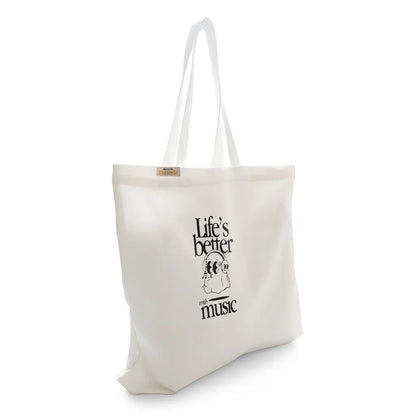 Canvas Tote Bag for Men & Women | 220 GSM Cotton, Premium Zipper, Coin Pouch (Music)