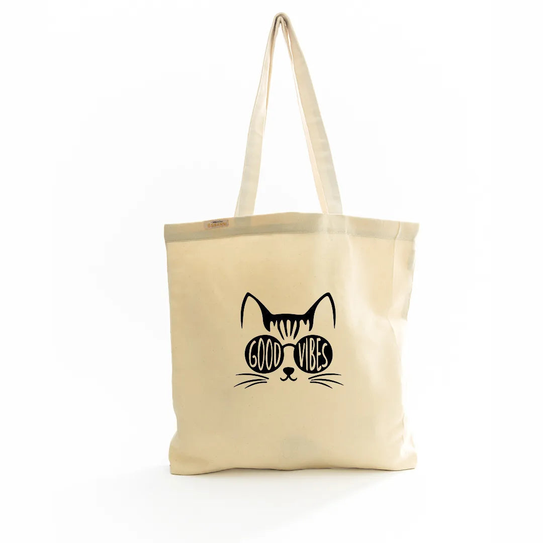 Canvas Tote Bag for Men & Women | 220 GSM Cotton, Premium Zipper, Coin Pouch (Vibes)