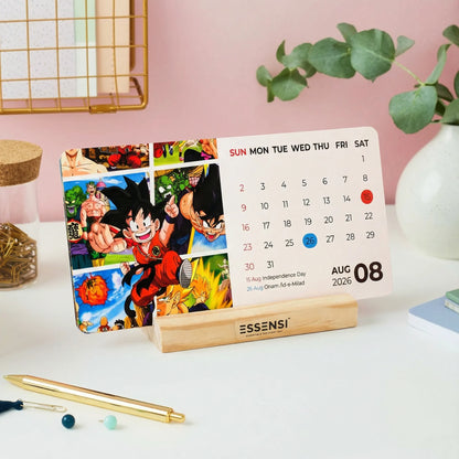 2026 Desk Calendar With Wooden Stand | For Home and Office | Anime Shows