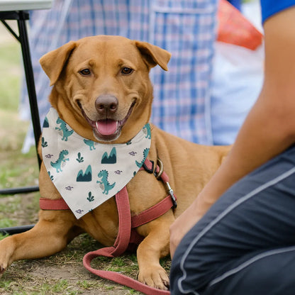 Dog & Cat Bandana with Collar, Adjustable Pet Scarf | Dino