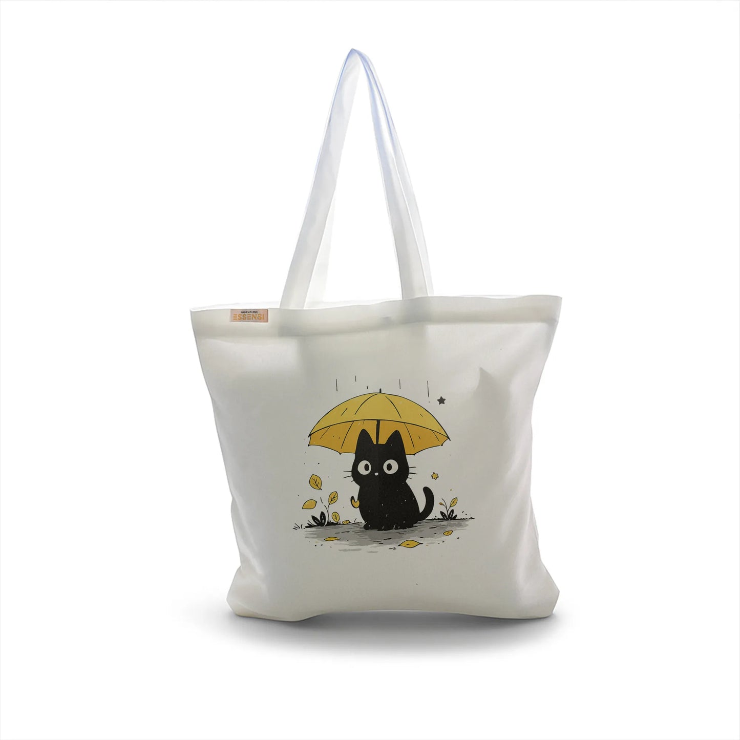 Canvas Tote Bag for Men & Women | 220 GSM Cotton, Premium Zipper, Coin Pouch| Umbrella Kitty