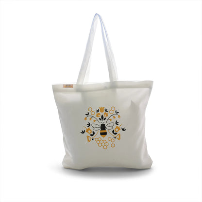 Canvas Tote Bag for Men & Women | 220 GSM Cotton, Premium Zipper, Coin Pouch|Bumble Bee