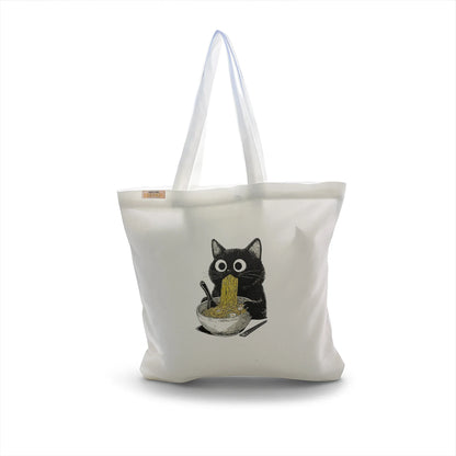 Canvas Tote Bag for Men & Women | 220 GSM Cotton, Premium Zipper, Coin Pouch| Ramen