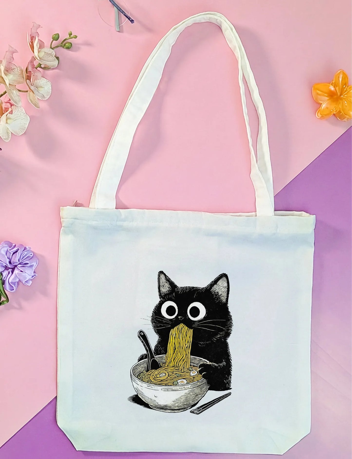 Canvas Tote Bag for Men & Women | 220 GSM Cotton, Premium Zipper, Coin Pouch| Ramen