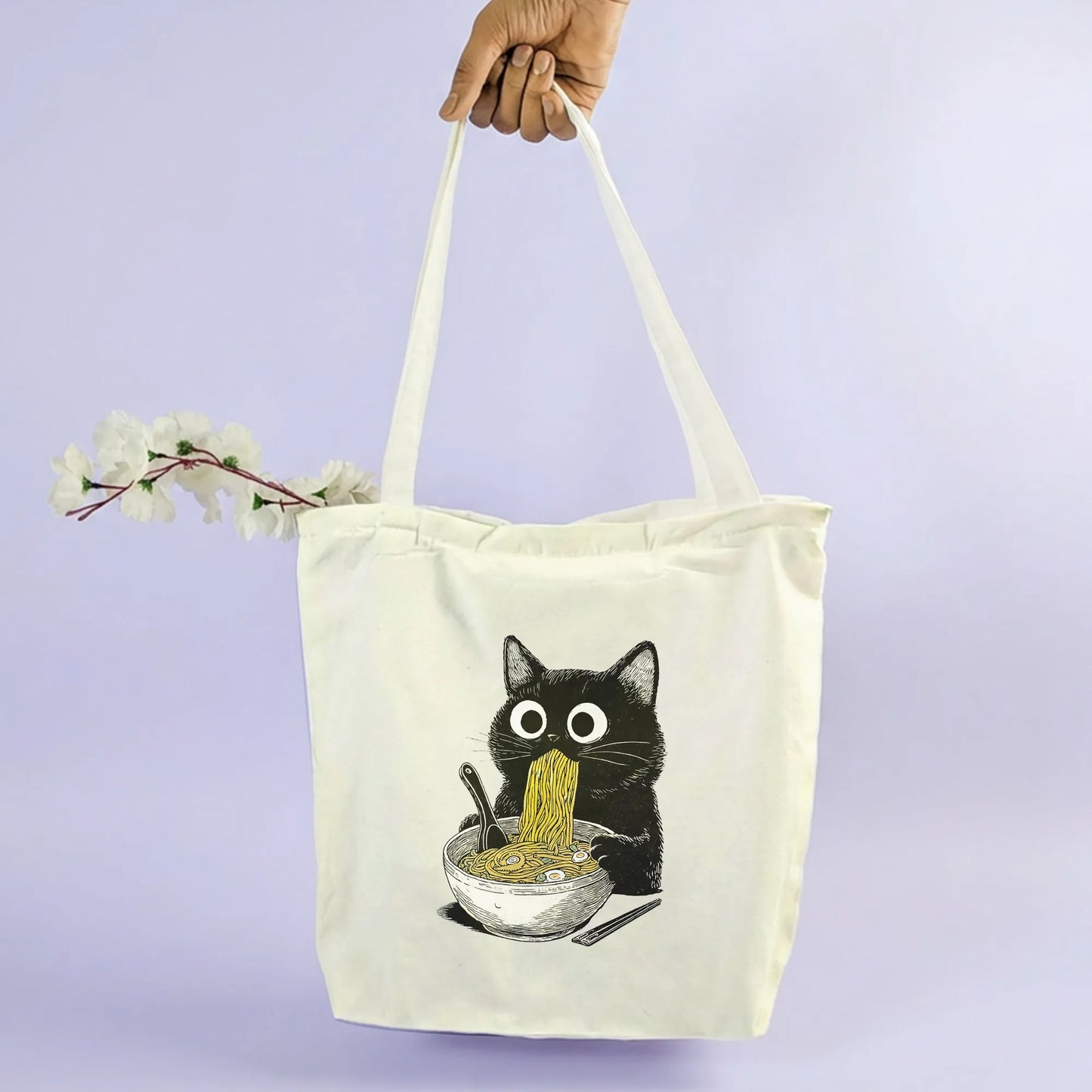 Canvas Tote Bag for Men & Women | 220 GSM Cotton, Premium Zipper, Coin Pouch| Ramen