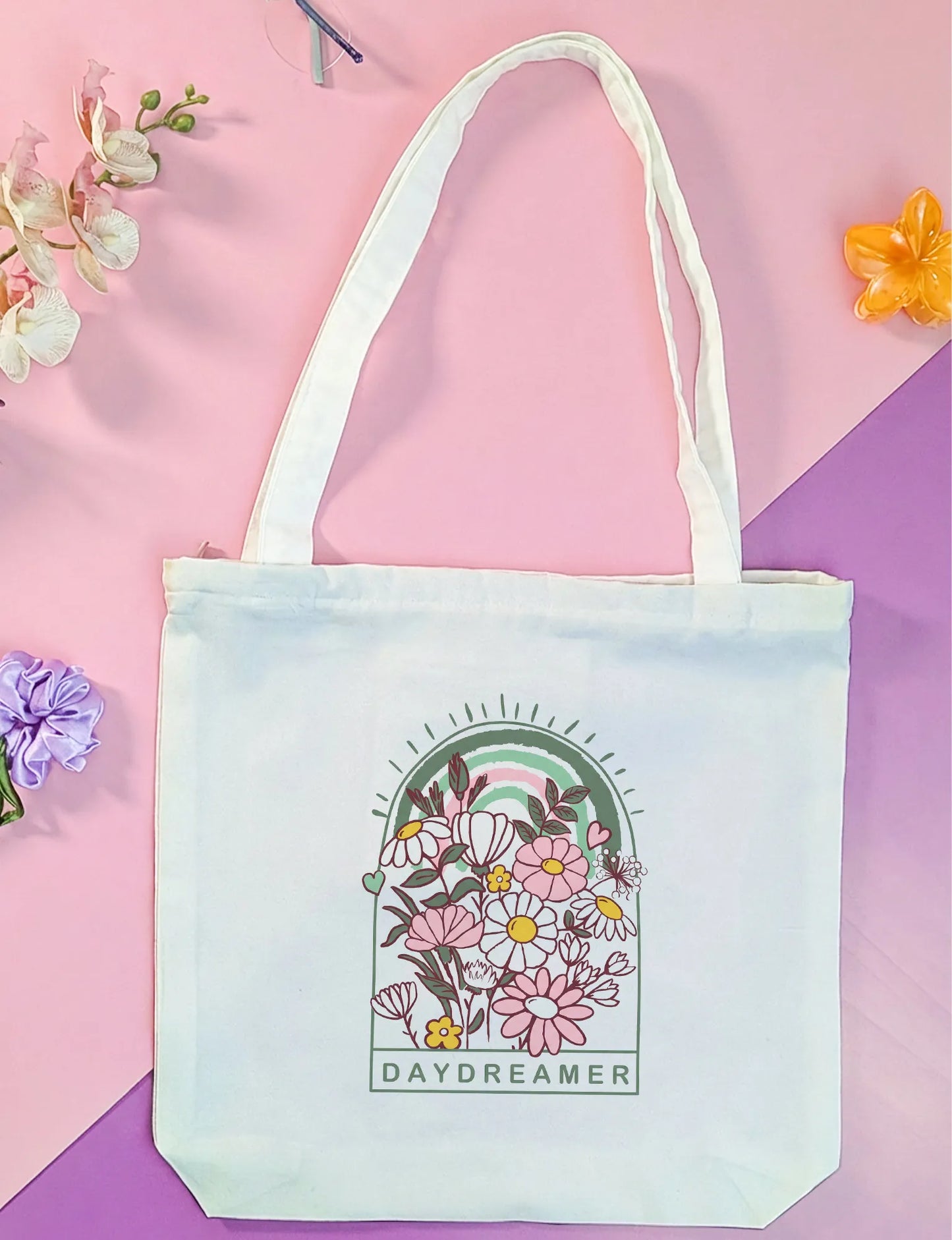 Canvas Tote Bag for Men & Women | 220 GSM Cotton, Premium Zipper, Coin Pouch| Day Dreamer
