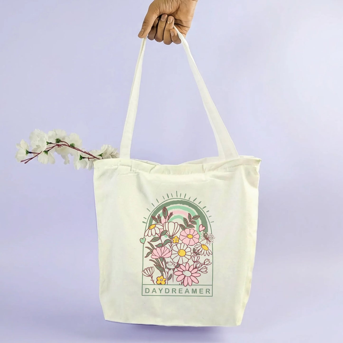 Canvas Tote Bag for Men & Women | 220 GSM Cotton, Premium Zipper, Coin Pouch| Day Dreamer