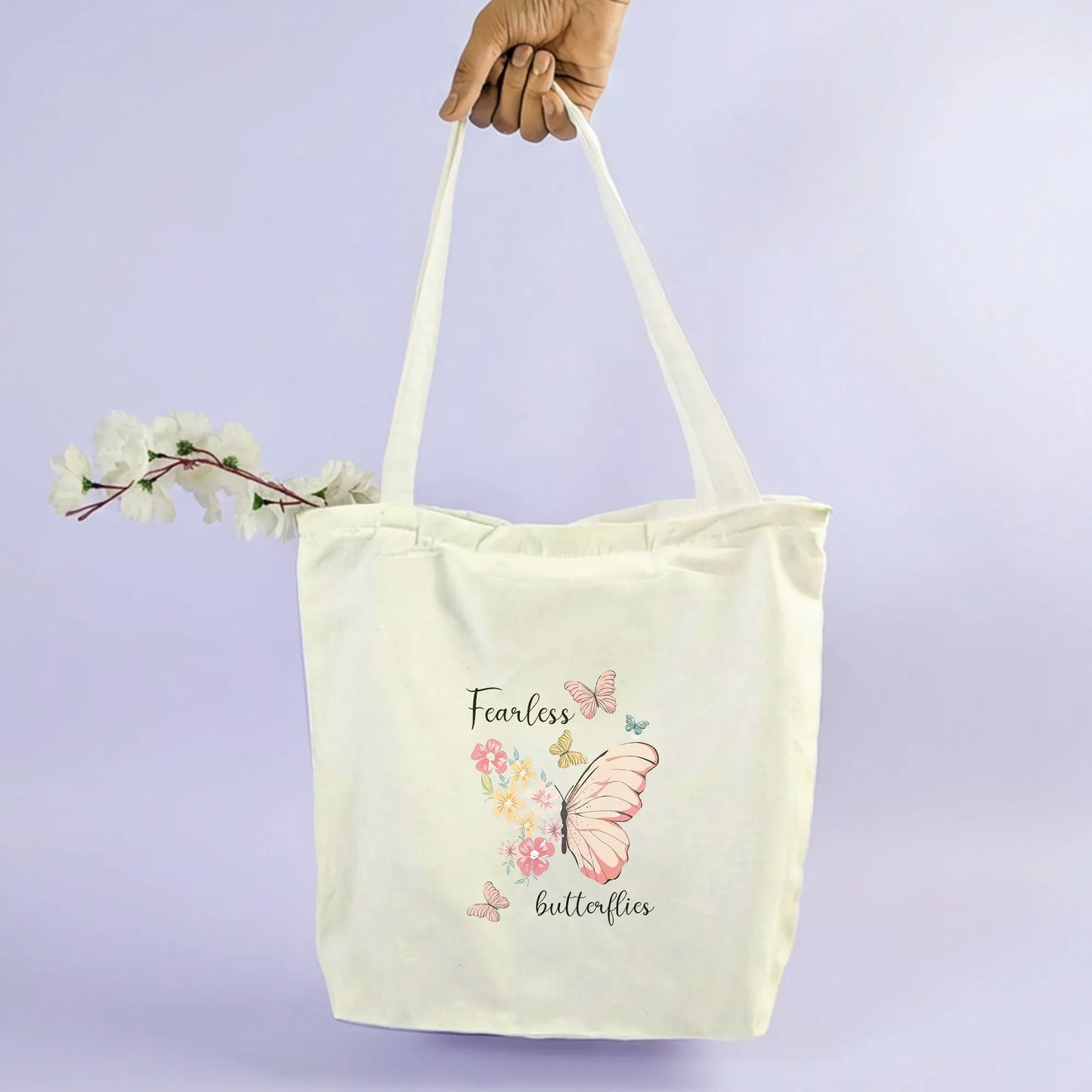 Canvas Tote Bag for Men & Women | 220 GSM Cotton, Premium Zipper, Coin Pouch| Fearless