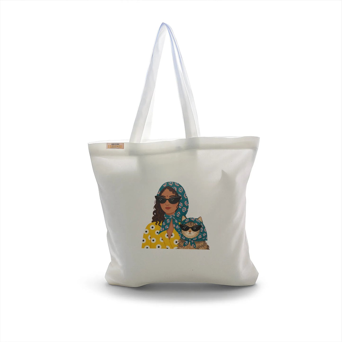 Canvas Tote Bag for Men & Women | 220 GSM Cotton, Premium Zipper, Coin Pouch| Cat Lady