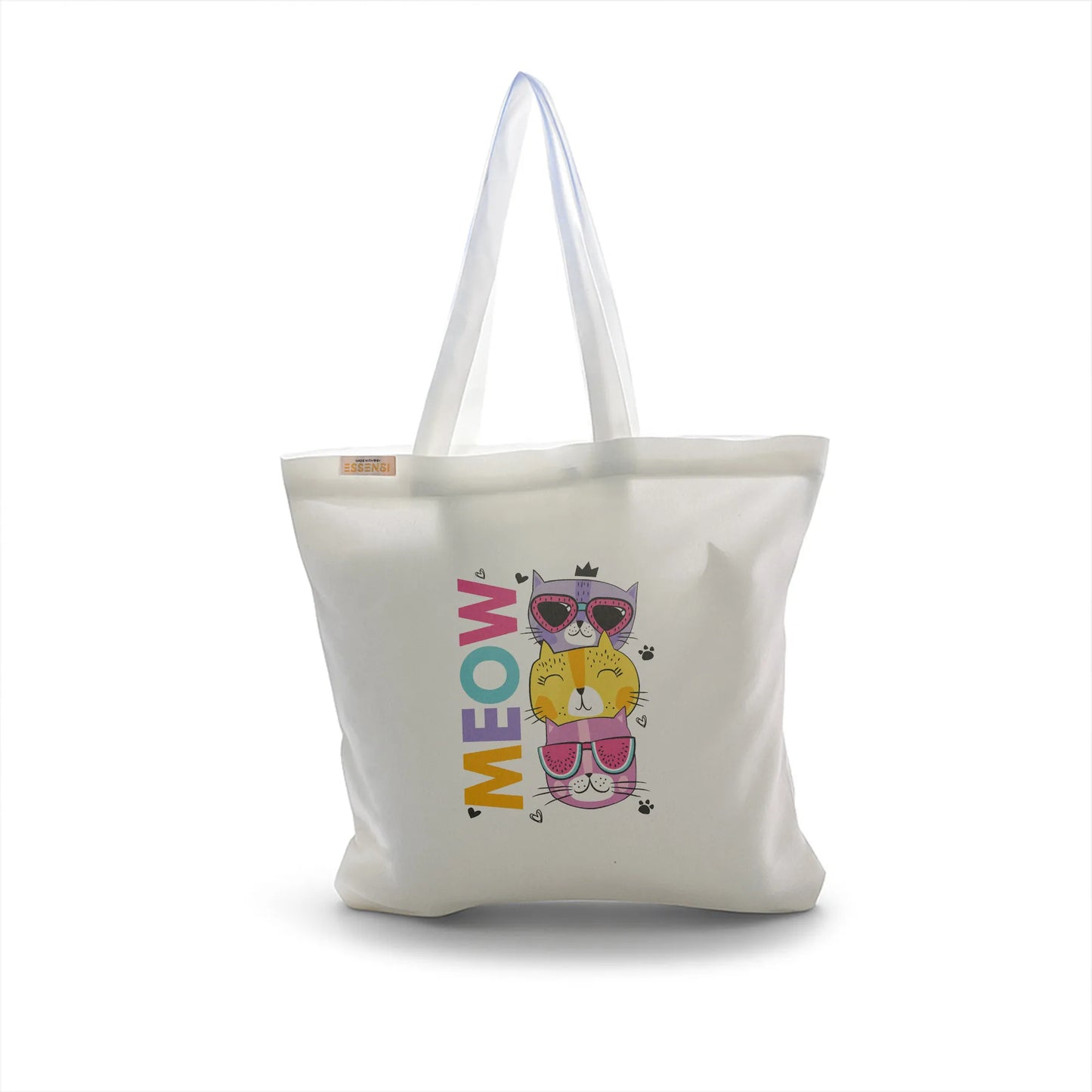 Canvas Tote Bag for Men & Women | 220 GSM Cotton, Premium Zipper, Coin Pouch| Meow