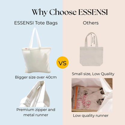 Canvas Tote Bag for Men & Women | 220 GSM Cotton, Premium Zipper, Coin Pouch