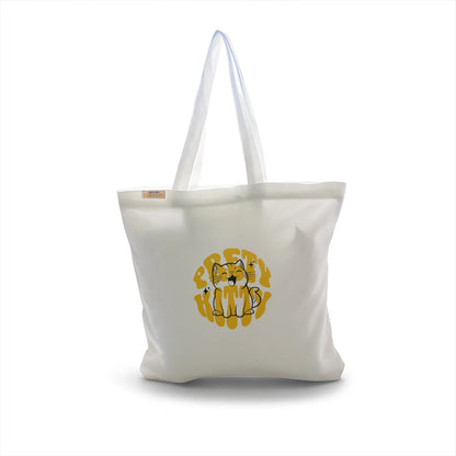 Canvas Tote Bag for Men & Women | 220 GSM Cotton, Premium Zipper, Coin Pouch| Boss Kitty