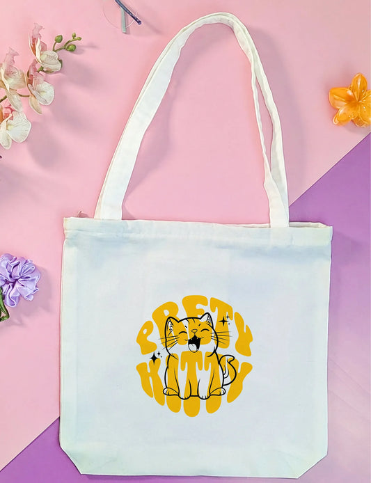 Canvas Tote Bag for Men & Women | 220 GSM Cotton, Premium Zipper, Coin Pouch| Boss Kitty