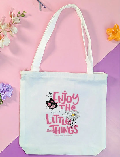 Canvas Tote Bag for Men & Women | 220 GSM Cotton, Premium Zipper, Coin Pouch| Little Things