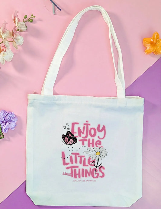 Canvas Tote Bag for Men & Women | 220 GSM Cotton, Premium Zipper, Coin Pouch| Little Things
