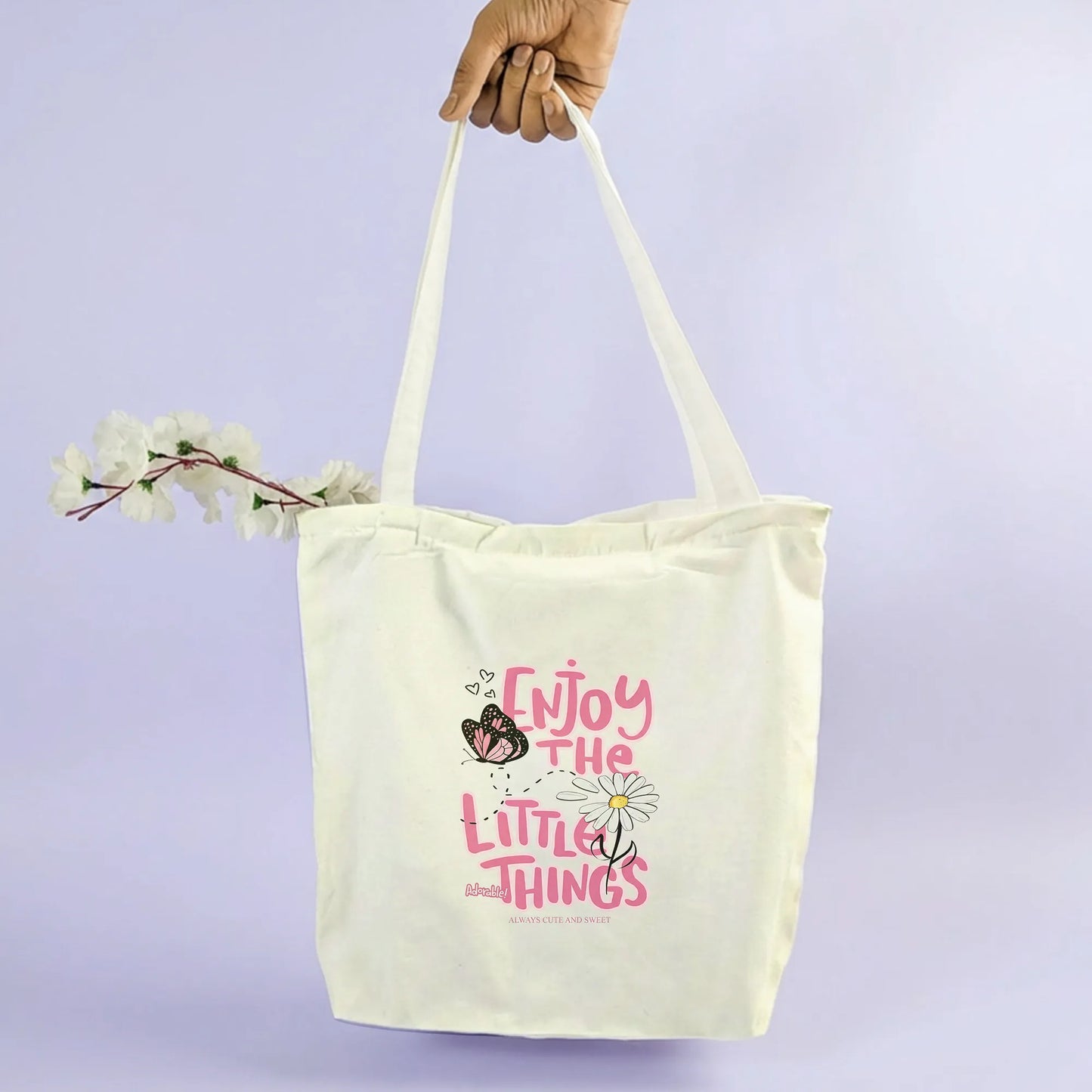 Canvas Tote Bag for Men & Women | 220 GSM Cotton, Premium Zipper, Coin Pouch| Little Things