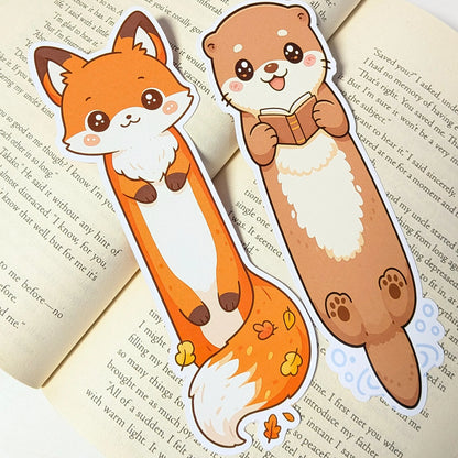 Cute Animal Bookmarks Pack of 6 | Glossy 250 GSM Paper | Kawaii Bookmarks