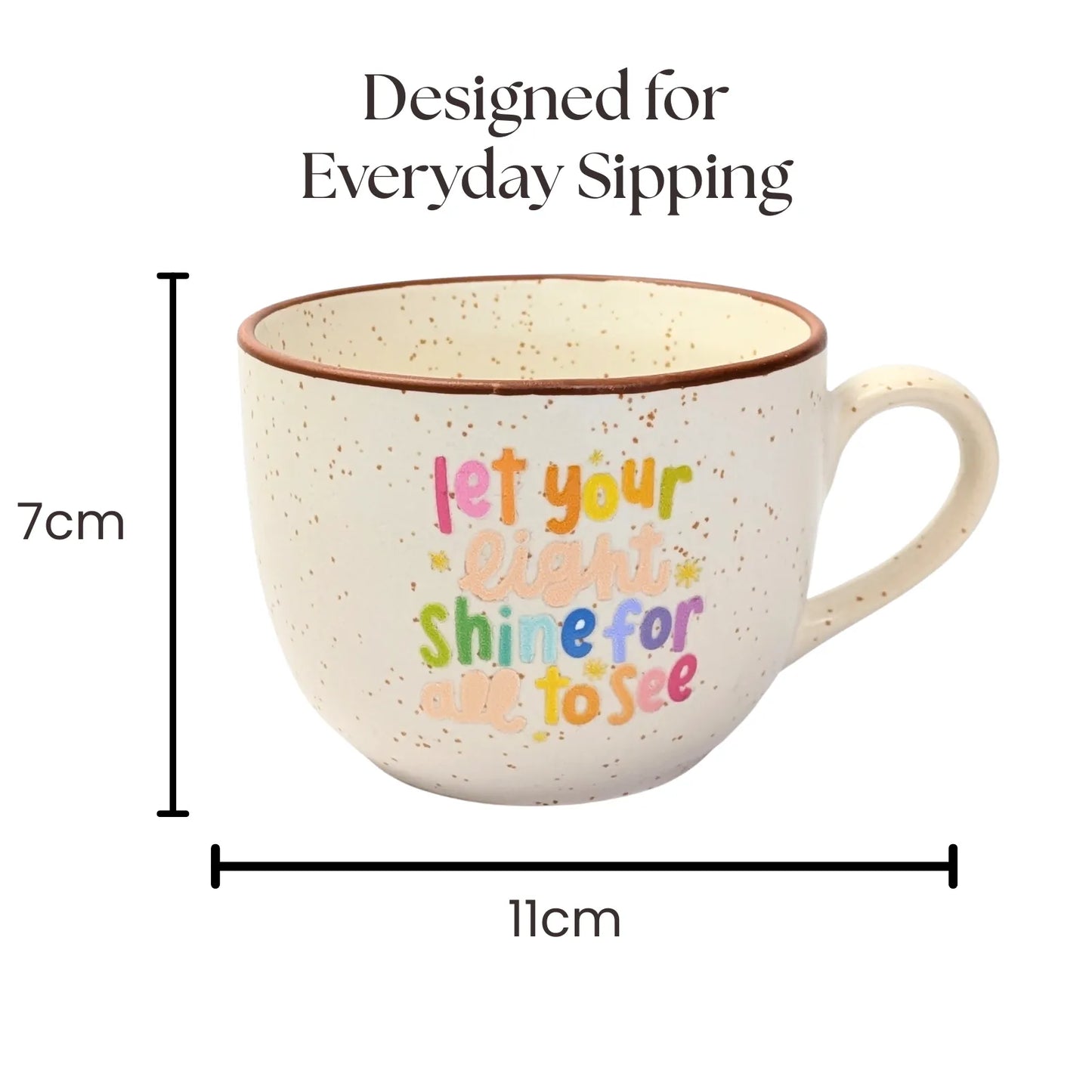 Café Style Ceramic Coffee Mug 250ml | Gift for Women, Office & Coffee Lovers (Shine)