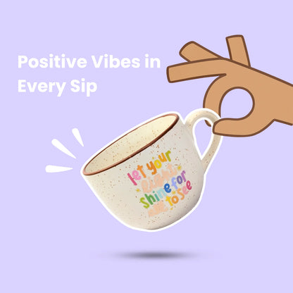Café Style Ceramic Coffee Mug 250ml | Gift for Women, Office & Coffee Lovers (Shine)