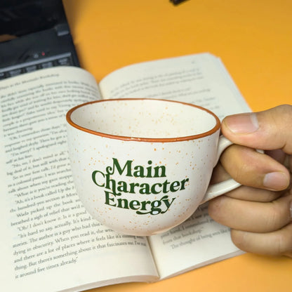 Café Style Ceramic Coffee Mug 250ml | Gift for Coffee Lovers (Main Character Energy)