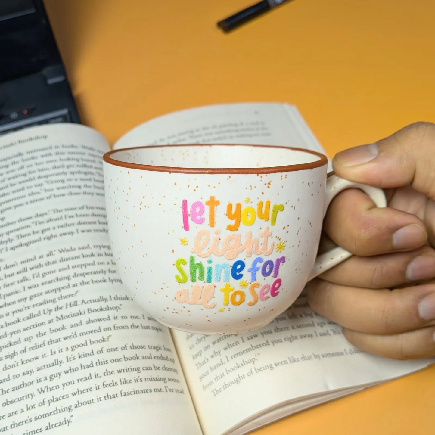 Café Style Ceramic Coffee Mug 250ml | Gift for Women, Office & Coffee Lovers (Shine)