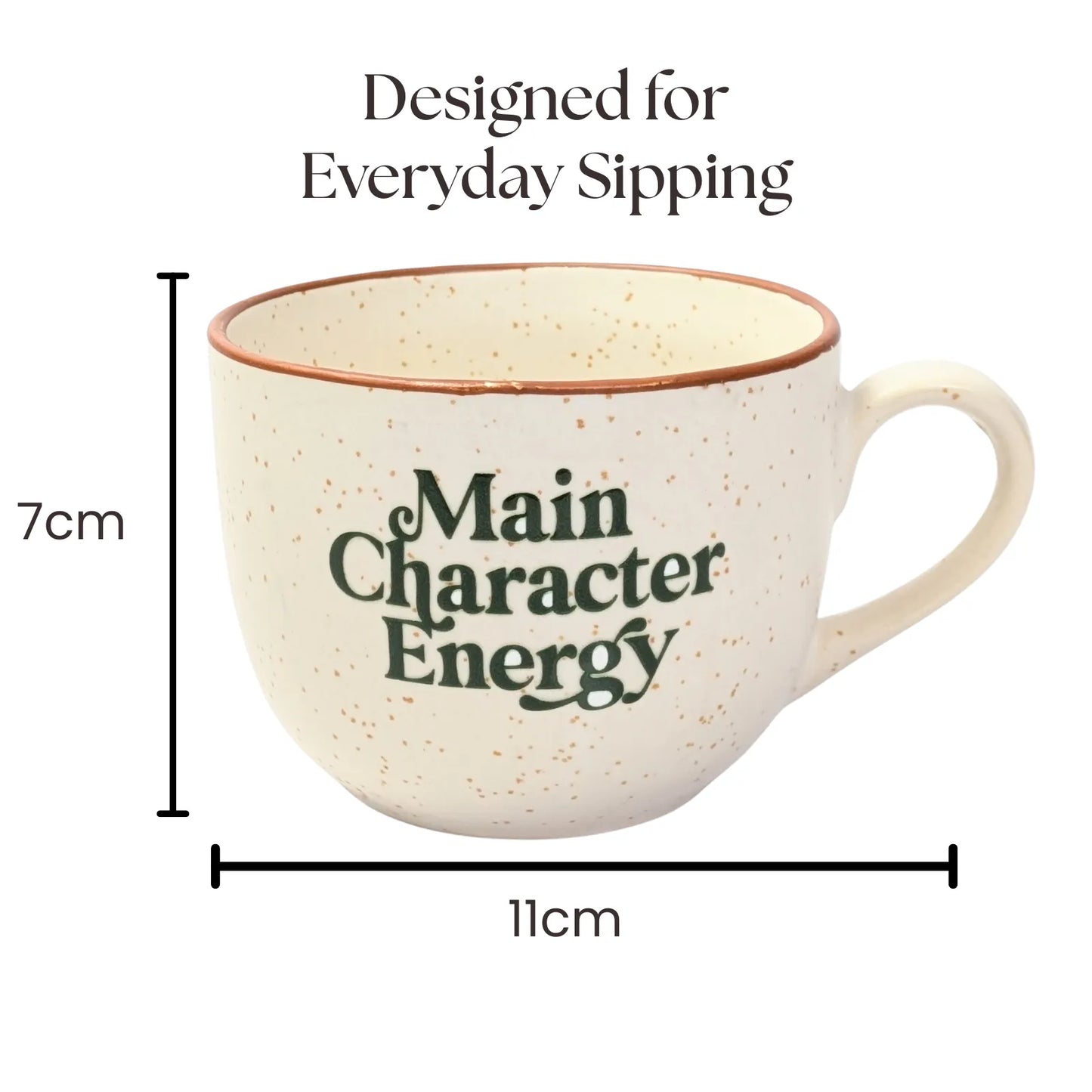 Café Style Ceramic Coffee Mug 250ml | Gift for Coffee Lovers (Main Character Energy)