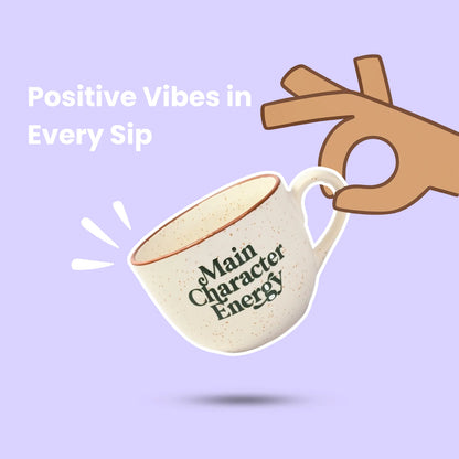 Café Style Ceramic Coffee Mug 250ml | Gift for Coffee Lovers (Main Character Energy)