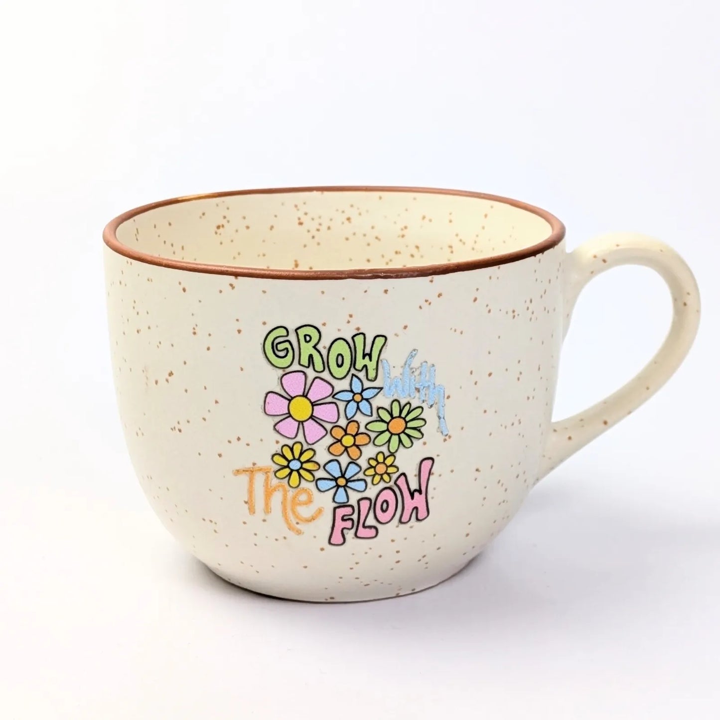 Café Style Ceramic Coffee Mug 250ml | Gift for Coffee Lovers (Grow With the Flow)