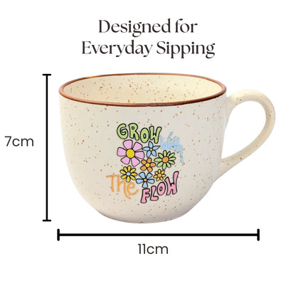 Café Style Ceramic Coffee Mug 250ml | Gift for Coffee Lovers (Grow With the Flow)