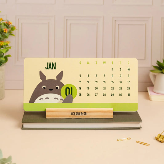2026 Desk Calendar With Wooden Stand | For Home and Office | Ghibli