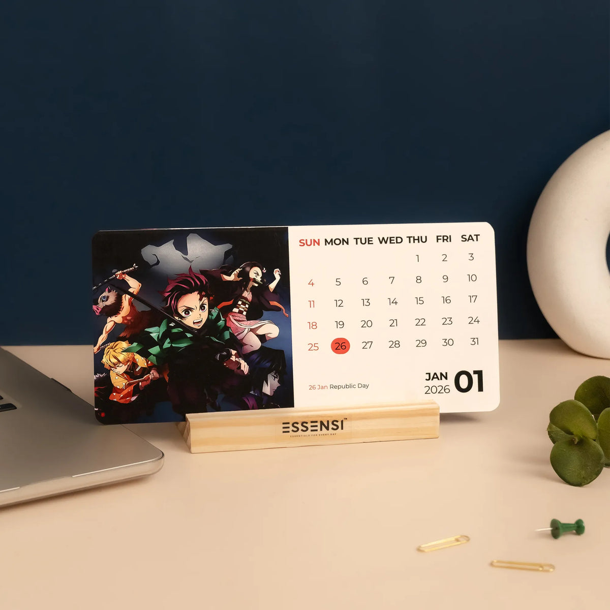 2026 Desk Calendar With Wooden Stand | For Home and Office | Anime Shows
