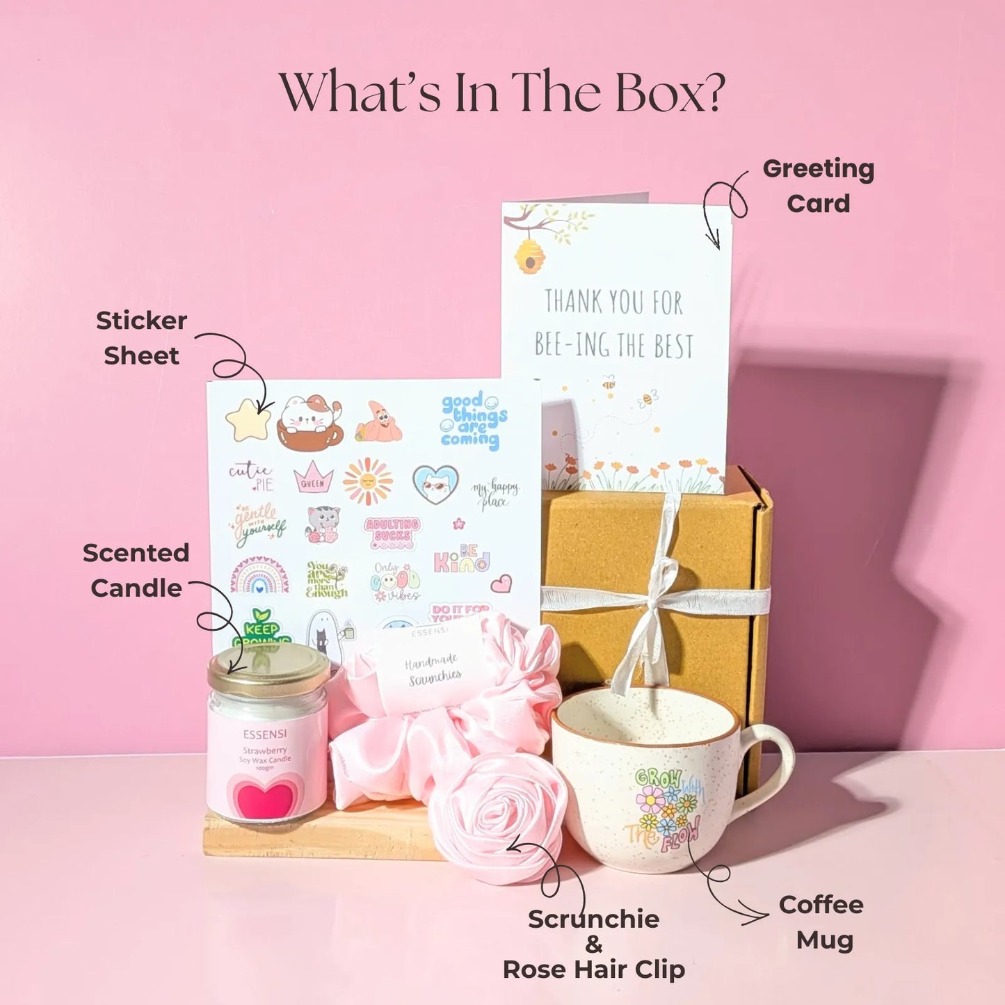 Gift Hamper for Women Combo of 6| Birthday, Self-Care & Anniversary Gift for wife or girlfriend | 4 Themes(Strawberry Kiss)