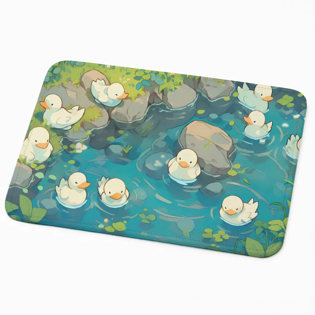 9x7 Inch Anti-Fray Desk Pad – 30+ Trendy Designs | Non-Slip Rubber Base| Duck in Pond