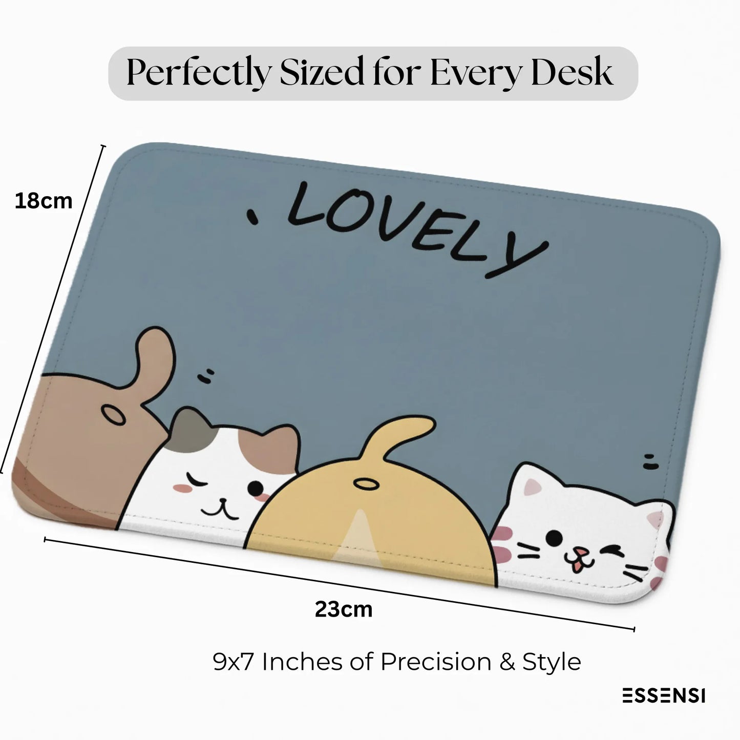 9x7 Inch Anti-Fray Mousepad for Students & Professionals | Non-Slip | Lovely Cats