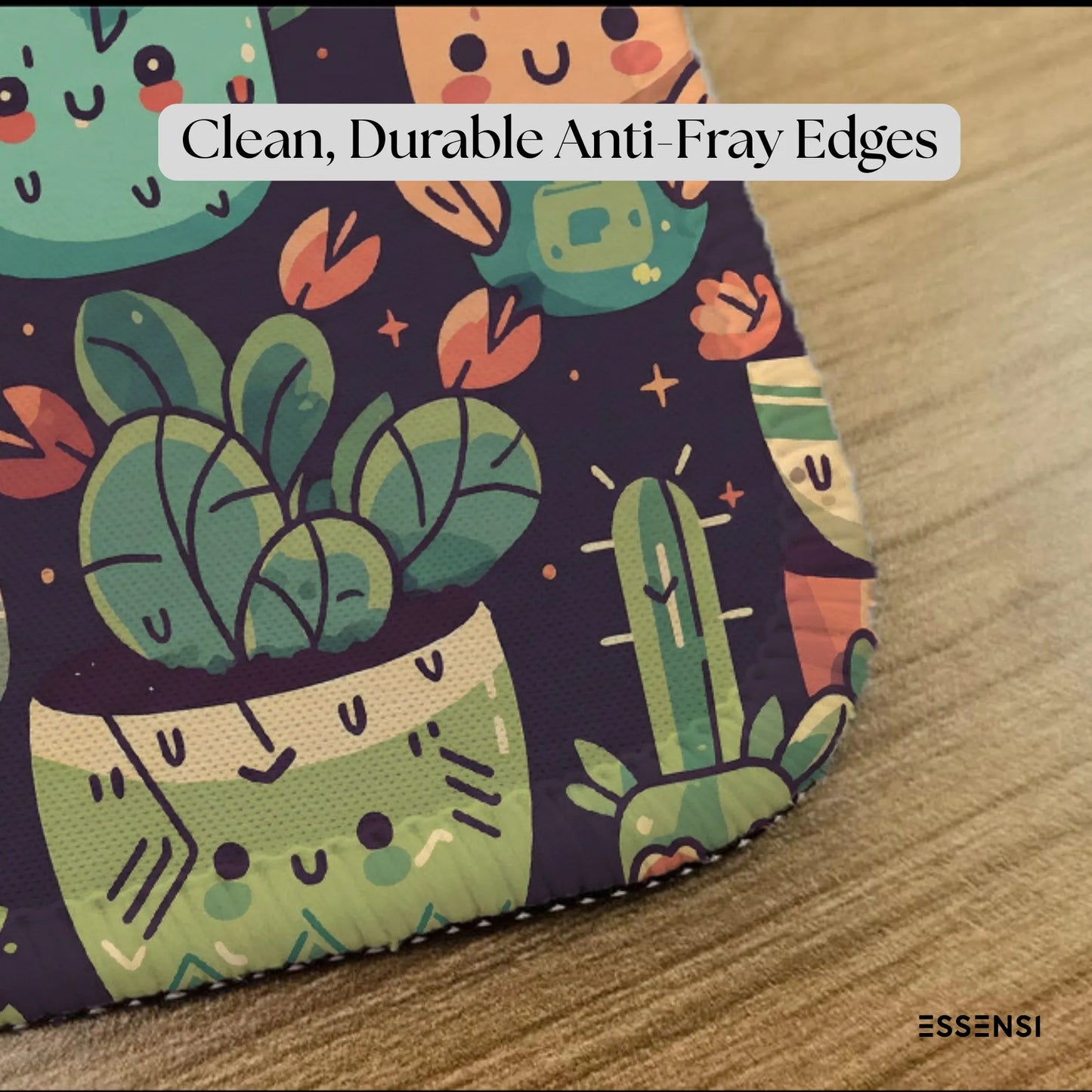 9x7 Inch Anti-Fray Mousepad for Students & Professionals | Non-Slip | Smiling cactus
