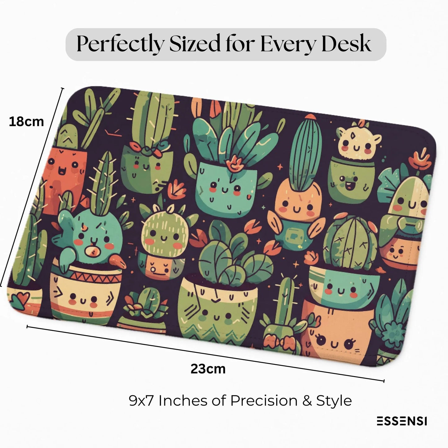 9x7 Inch Anti-Fray Mousepad for Students & Professionals | Non-Slip | Smiling cactus