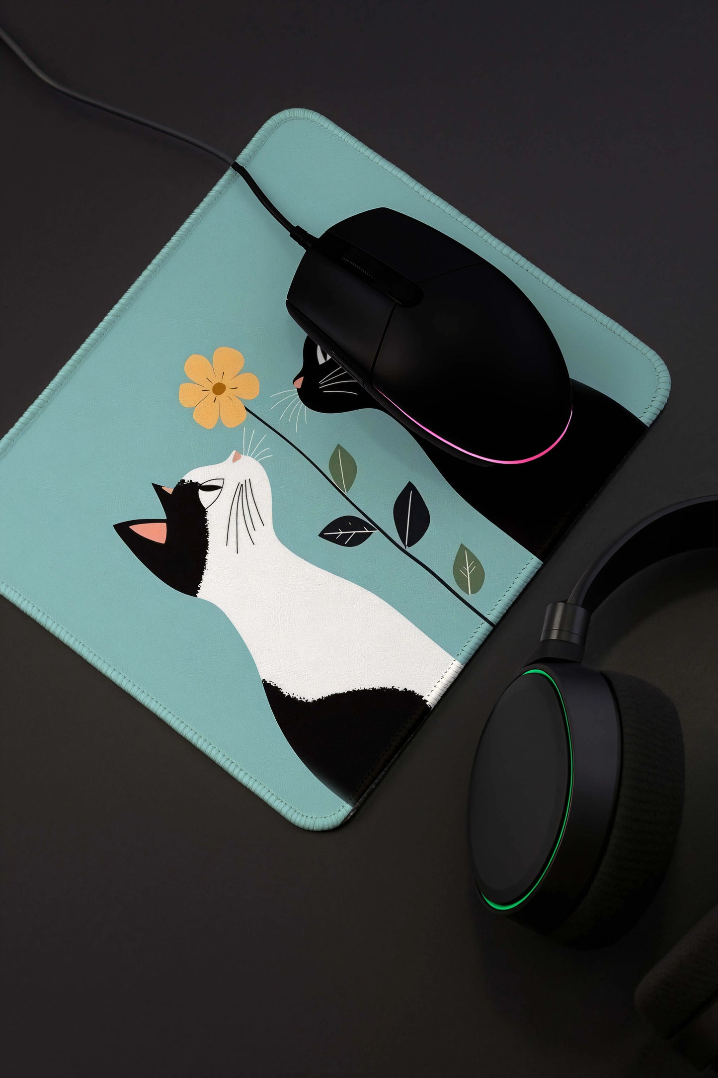 9x7 Inch Anti-Fray Mousepad for Students & Professionals | Non-Slip | Cats