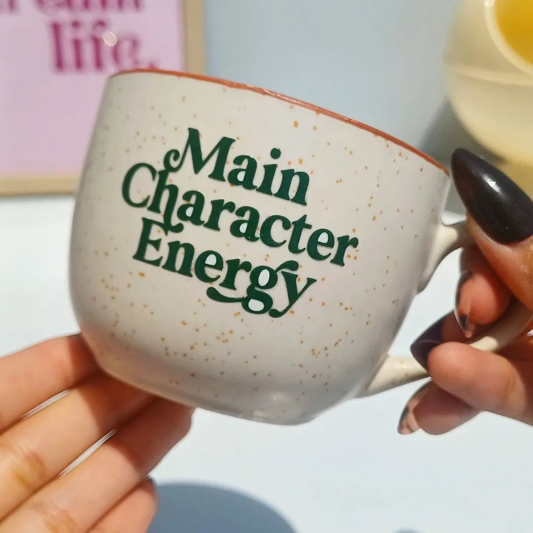 Café Style Ceramic Coffee Mug 250ml | Gift for Coffee Lovers (Main Character Energy)