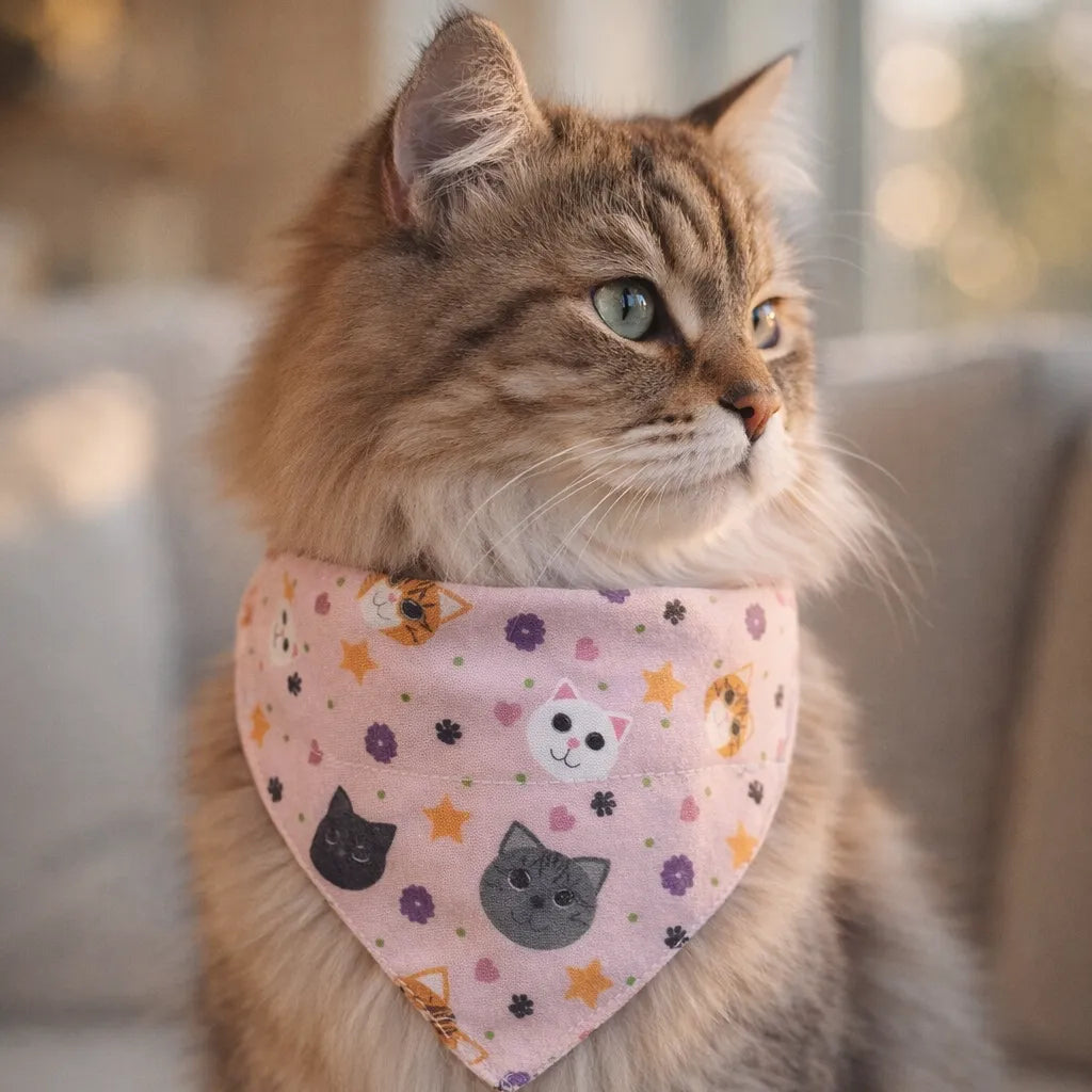 Dog & Cat Bandana with Collar, Adjustable Pet Scarf | Kittens
