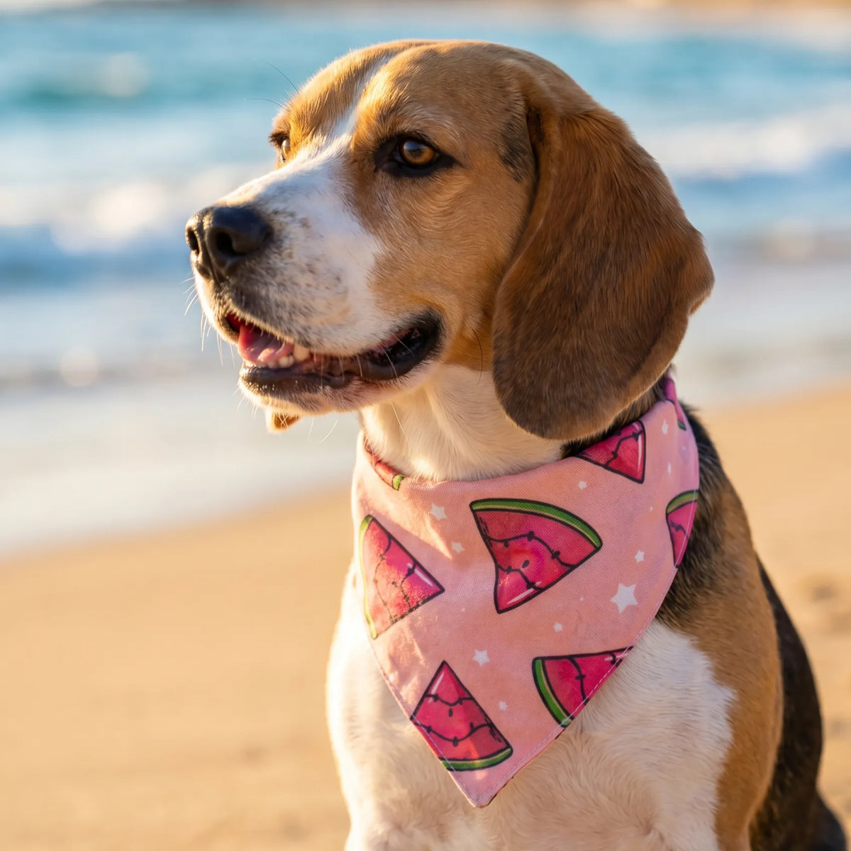 Dog & Cat Bandana with Collar, Adjustable Pet Scarf | Watermelon