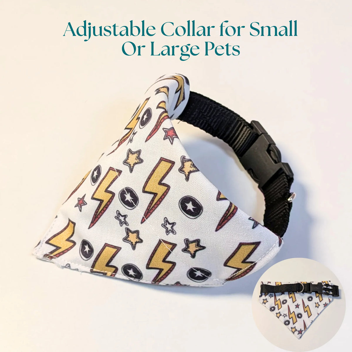 Dog & Cat Bandana with Collar, Adjustable Pet Scarf | Thunder