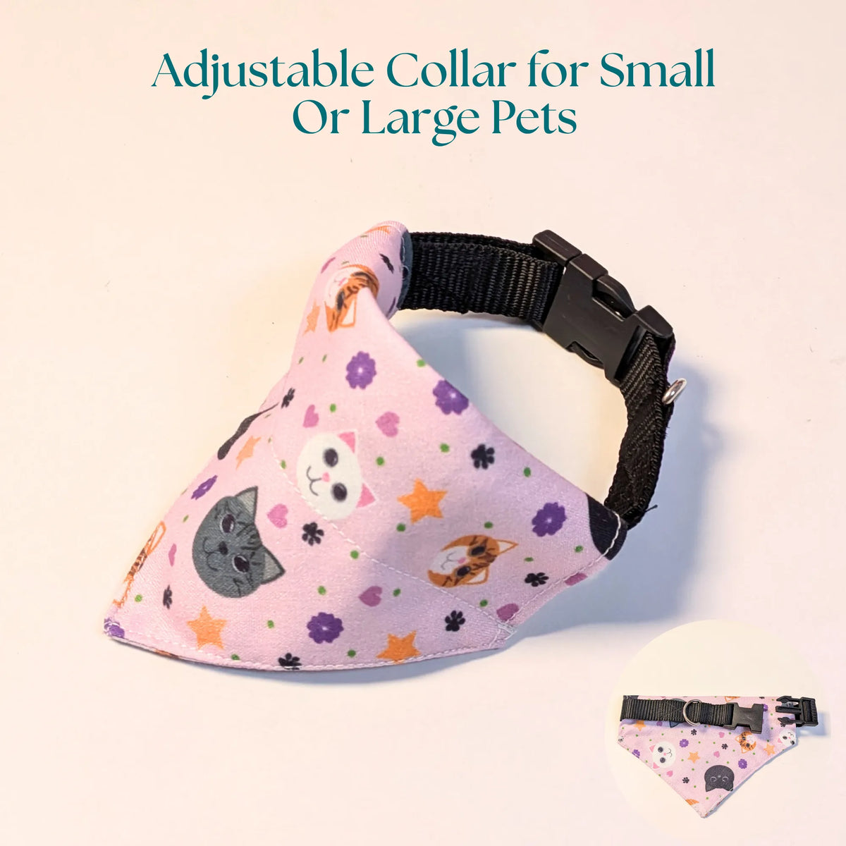 Dog & Cat Bandana with Collar, Adjustable Pet Scarf | Kittens