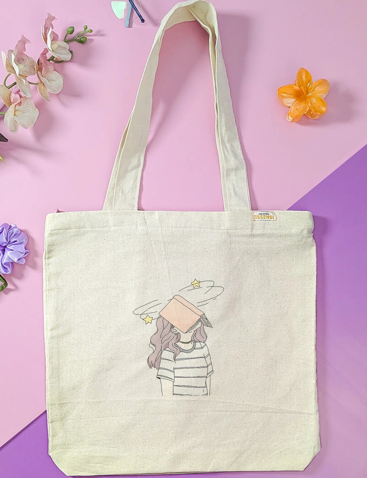 Canvas Tote Bag for Men & Women | 220 GSM Cotton, Premium Zipper, Coin Pouch (Book)