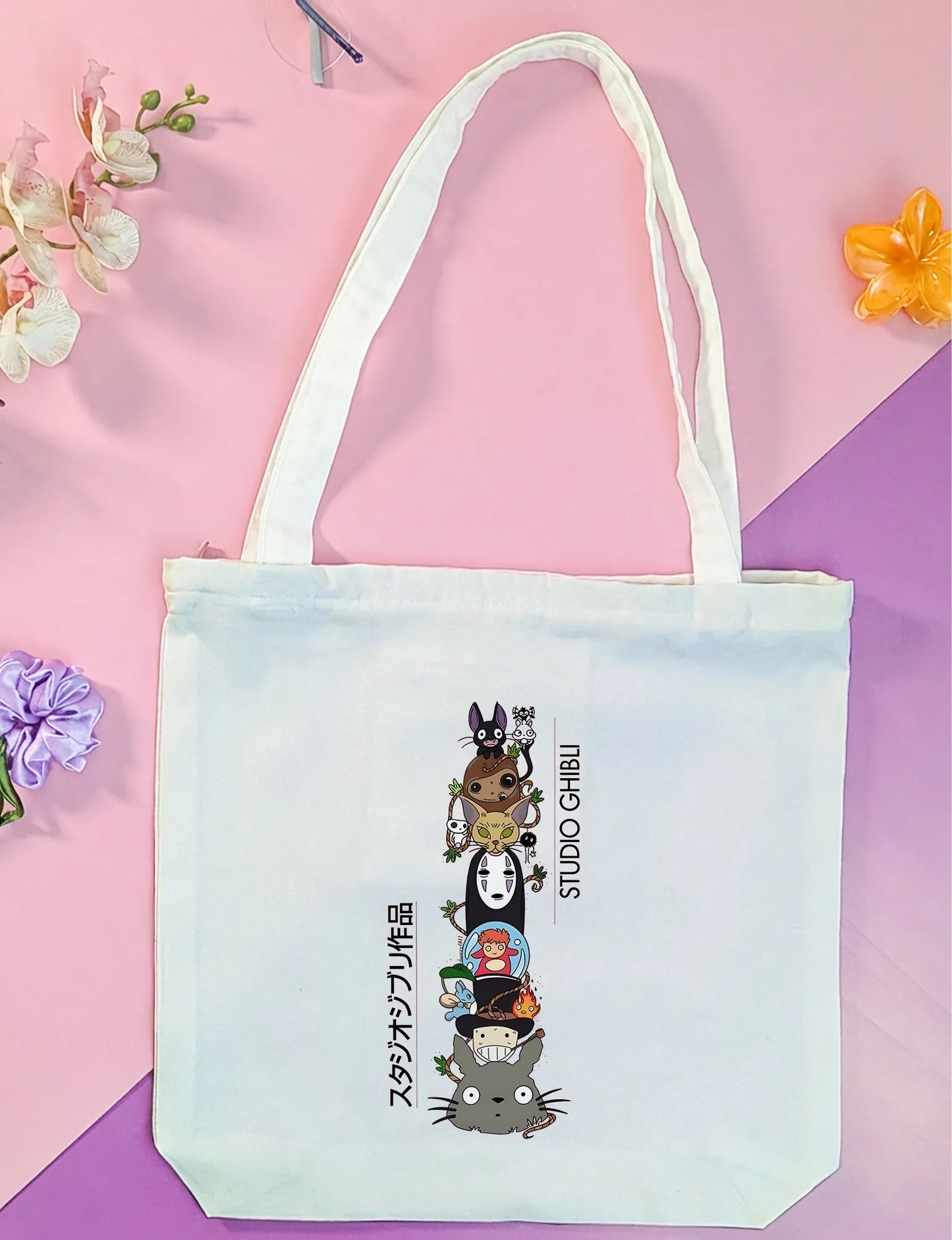 Canvas Tote Bag for Men & Women | 220 GSM Cotton, Premium Zipper, Coin Pouch (totoro)