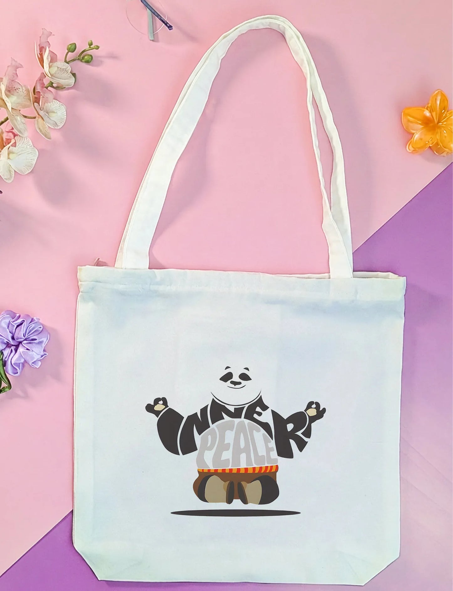 Canvas Tote Bag for Men & Women | 220 GSM Cotton, Premium Zipper, Coin Pouch (Peace)