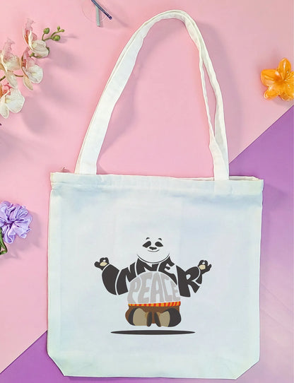 Canvas Tote Bag for Men & Women | 220 GSM Cotton, Premium Zipper, Coin Pouch (Peace)