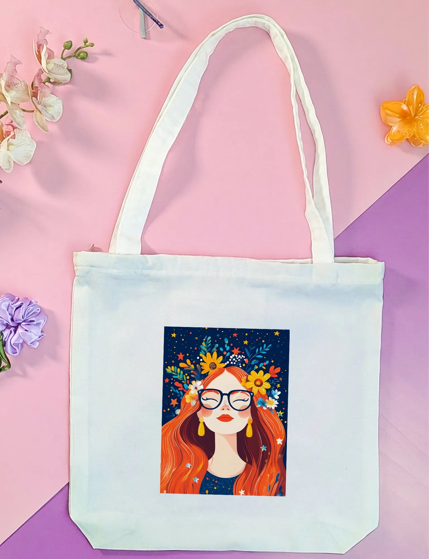 Canvas Tote Bag for Men & Women | 220 GSM Cotton, Premium Zipper, Coin Pouch (Girl)
